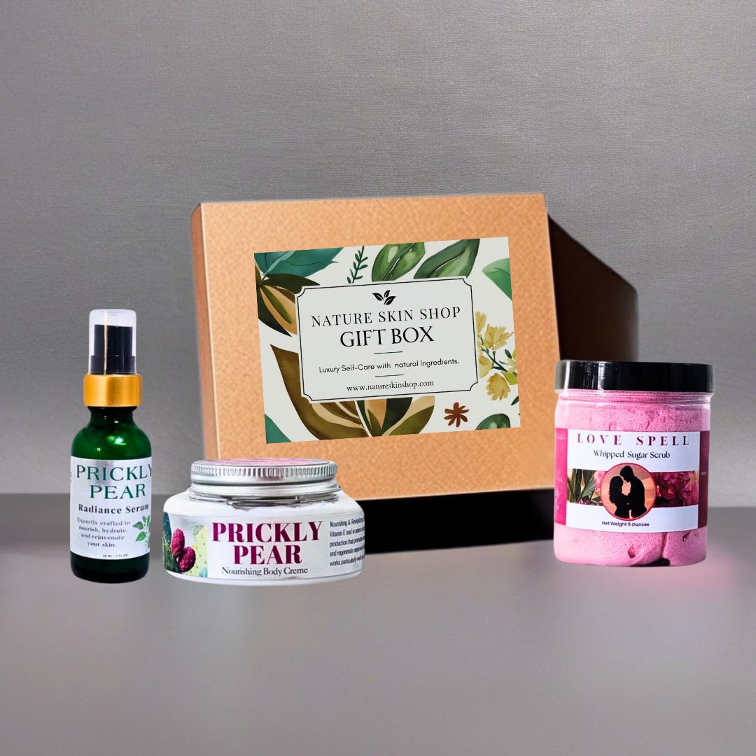 Love is in the Air Gift Box, Prickly Pear Serum, Body Creme, Love Spell Sugar Scrub, Natural Ingredients